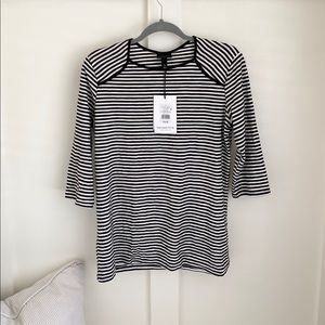 NWT WhoWhatWear Black/White Stripe Shirt size L